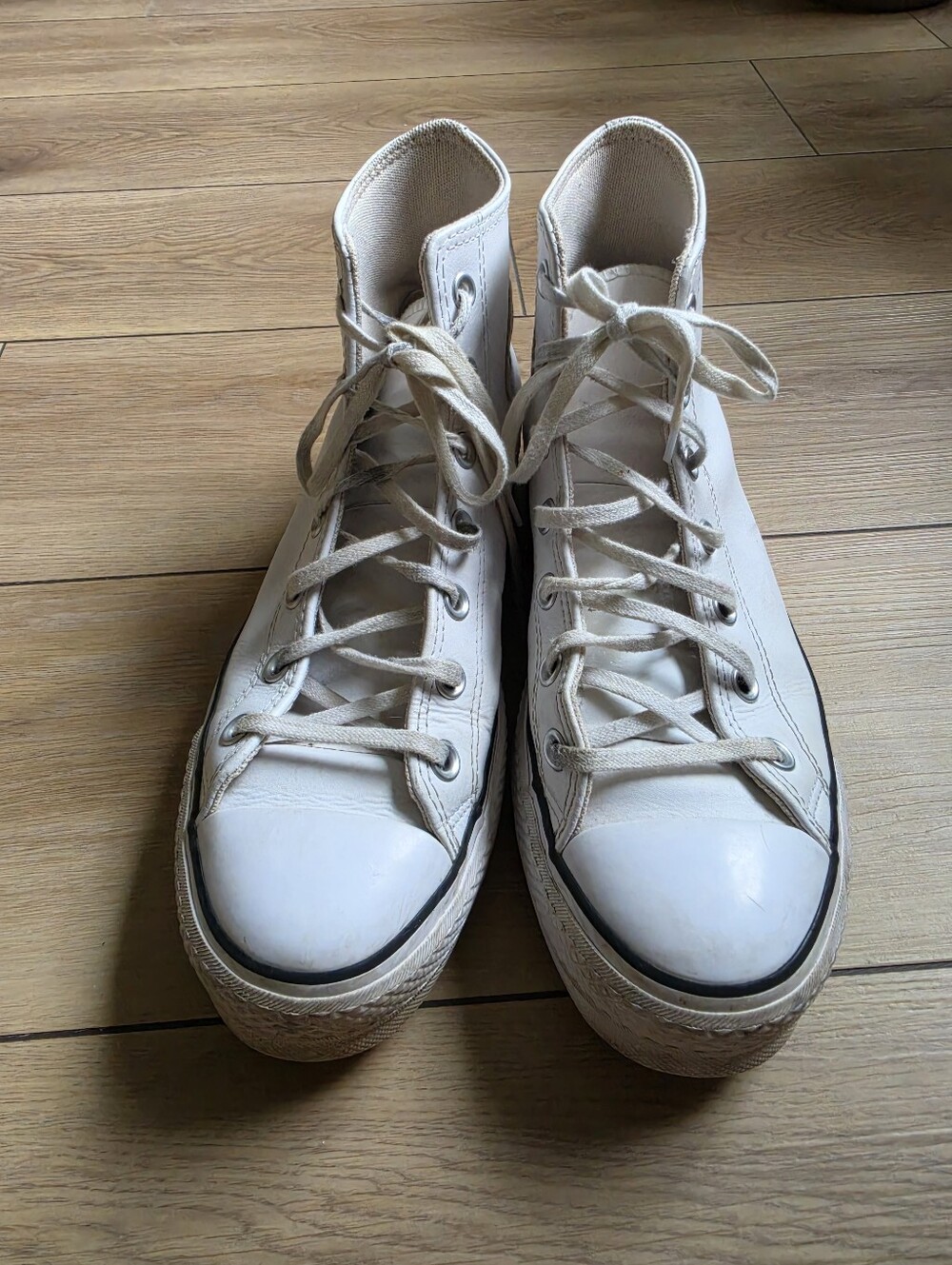 Converse Chuck Taylor All Star White Leather Platform Size Womens 9.5